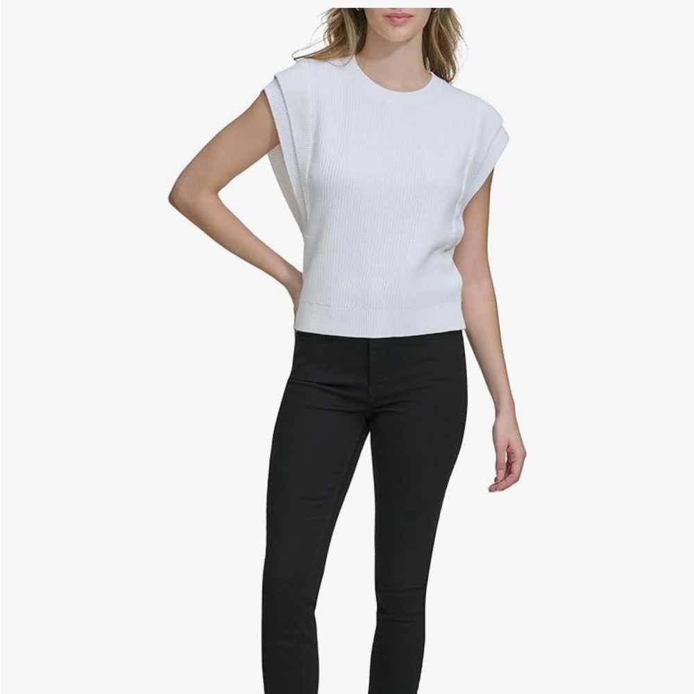 Calvin Klein Sleeveless Extended Shoulder Sweater | Size Small - Picture 2 of 6